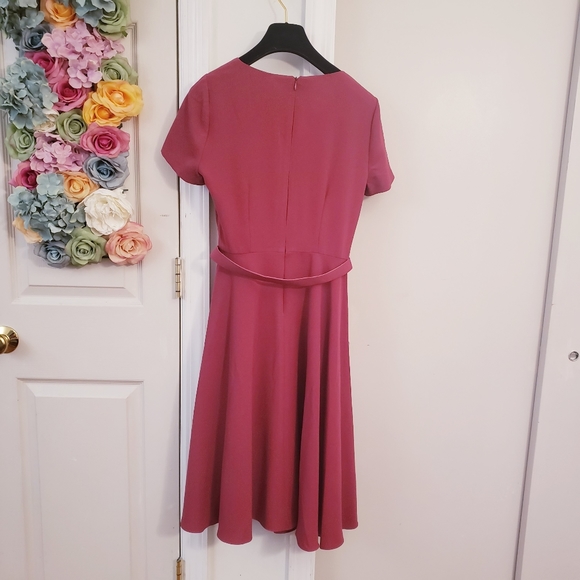 GAL MEETS GLAM New $188 Raspberry MIDI swing Dress - Picture 5 of 8